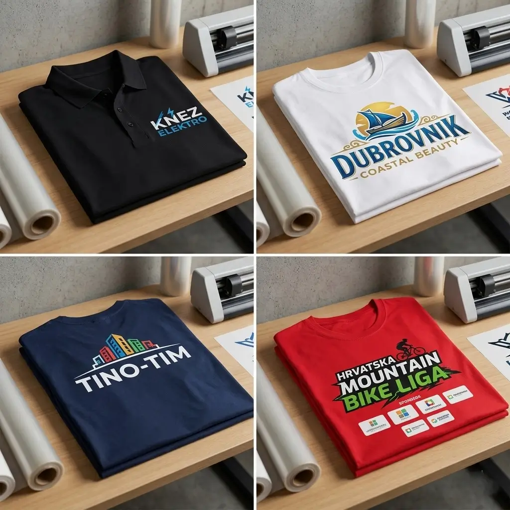 Profesionalni print na majice različitih boja s logotipovima firmi