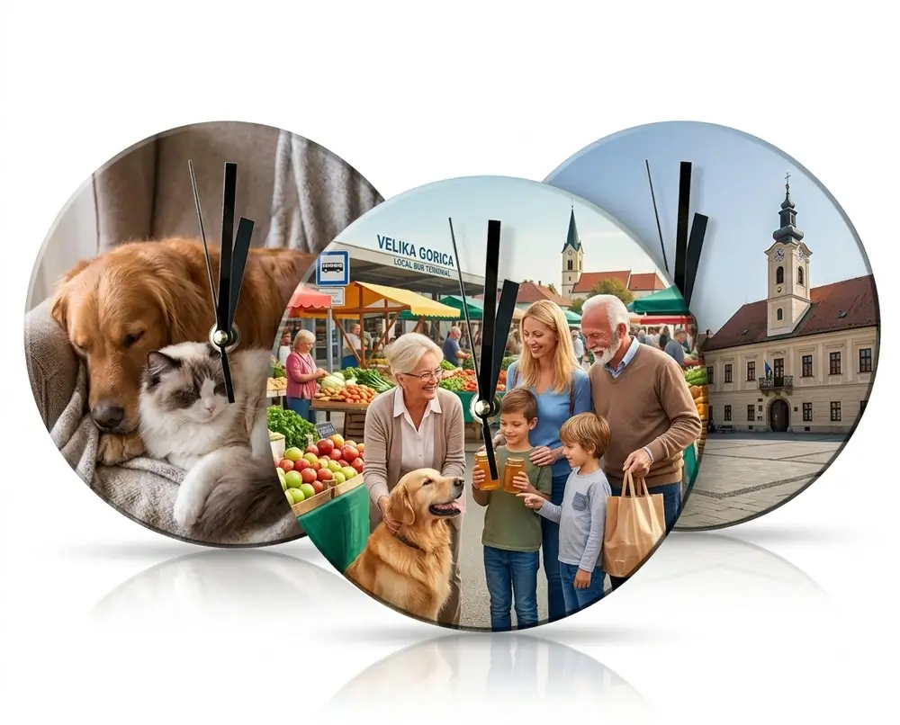 Personalizirani stakleni sat s tiskom fotografije po želji - top print shop