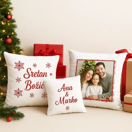 personalizirani božićni jastuci s tiskom