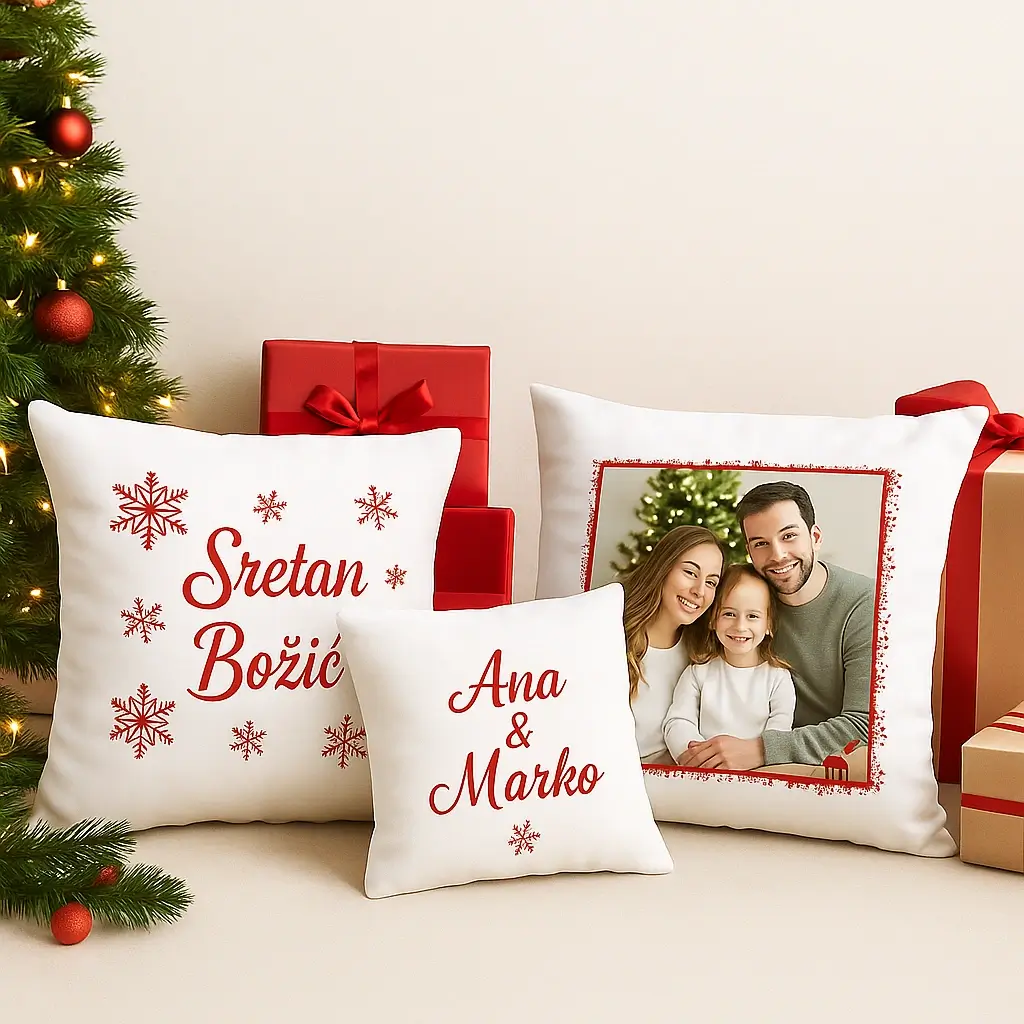 personalizirani božićni jastuci s tiskom