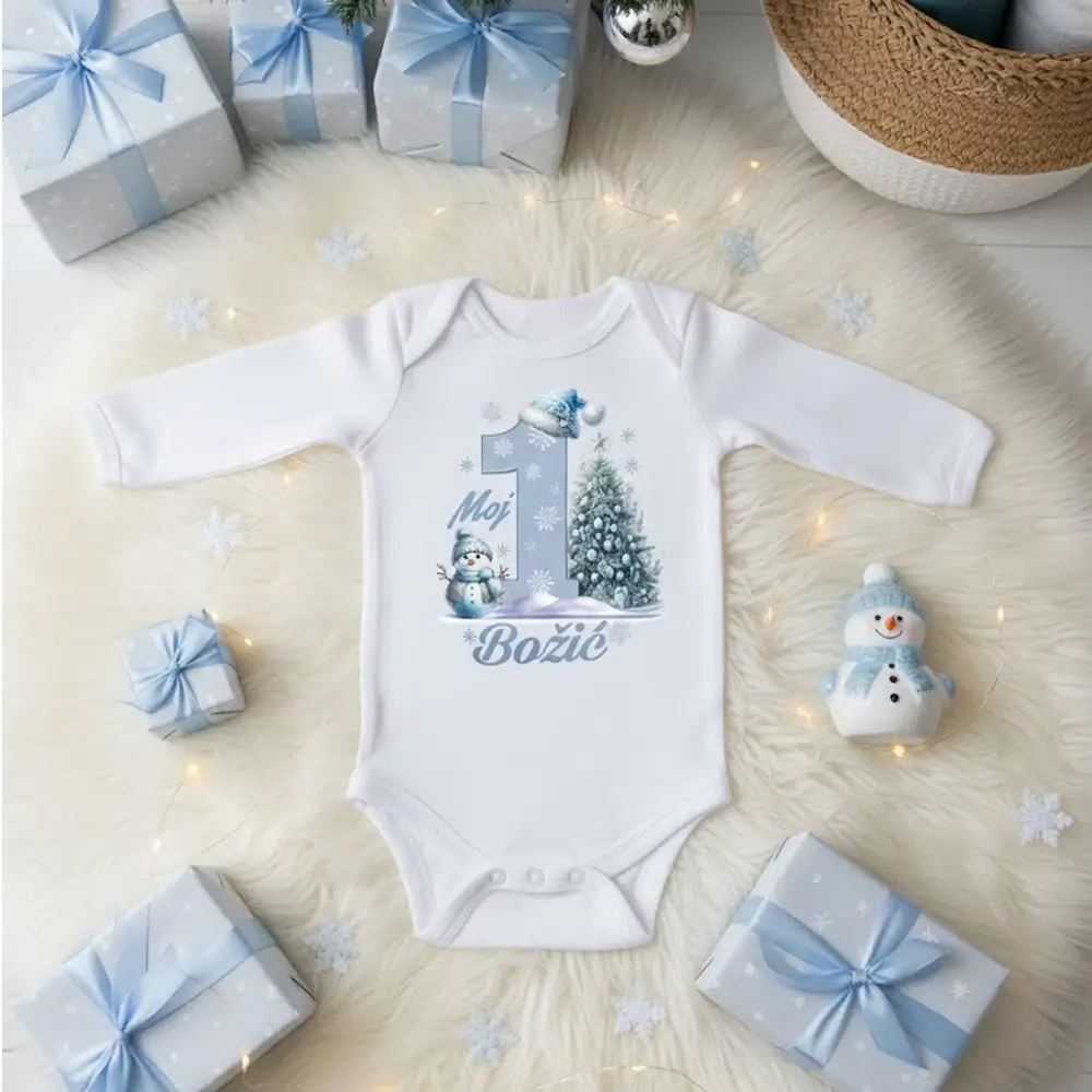 Personalizirani Dječji Body Dječji body s natpisom Moj Prvi Doček. Personalizirana bebi odjeća