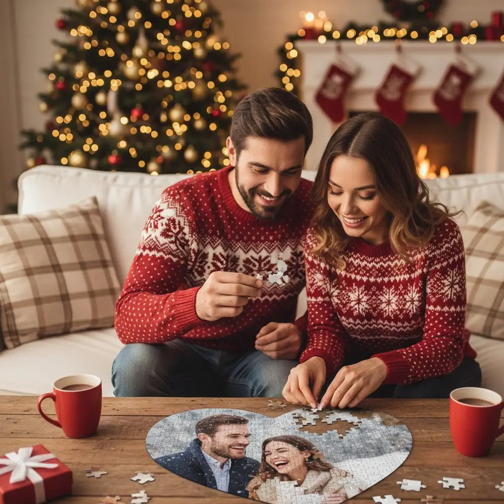 Božićne puzzle u obliku srca