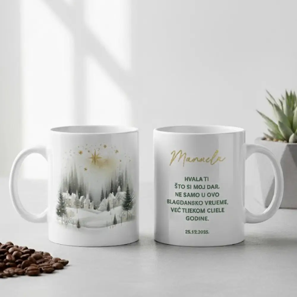 personalizirana šalica s imenom i porukom zahvalnosti