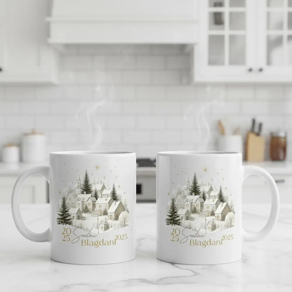 Zlatna šalica, elegantna božićna šalica, zlatni Božić, zimska šalica 2025, luksuzna šalica