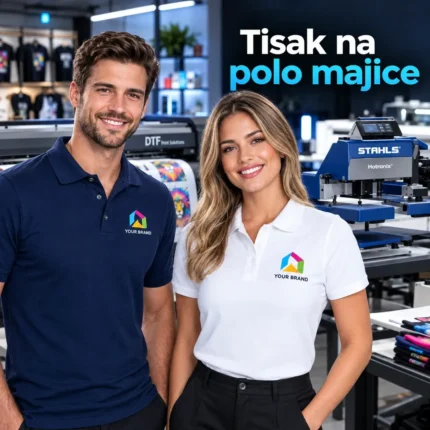 Polo majica s logom tvrtke otisnutim DTF tiskom na prsima