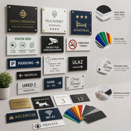 Premium reklamne i info ploče od Forexa za hotele, apartmane i poslovne prostore - vrhunska izrada natpisa