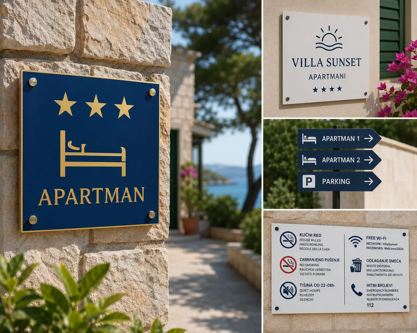 Turistička signalizacija i apartmanske info ploče od Forexa za vrata i apartmane